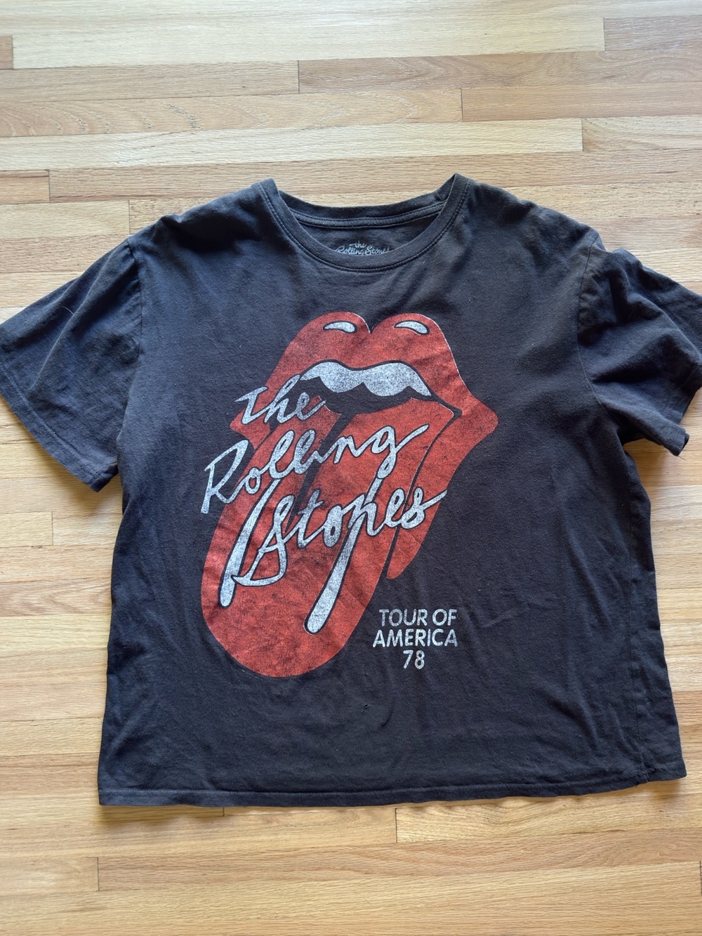the Rolling Stones Black Kids Tee with Red Tongue Graphic